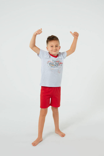 Junak Pyžamo pre chlapcov s krátkym rukávom, šortky Talianska móda - j.melange/červená