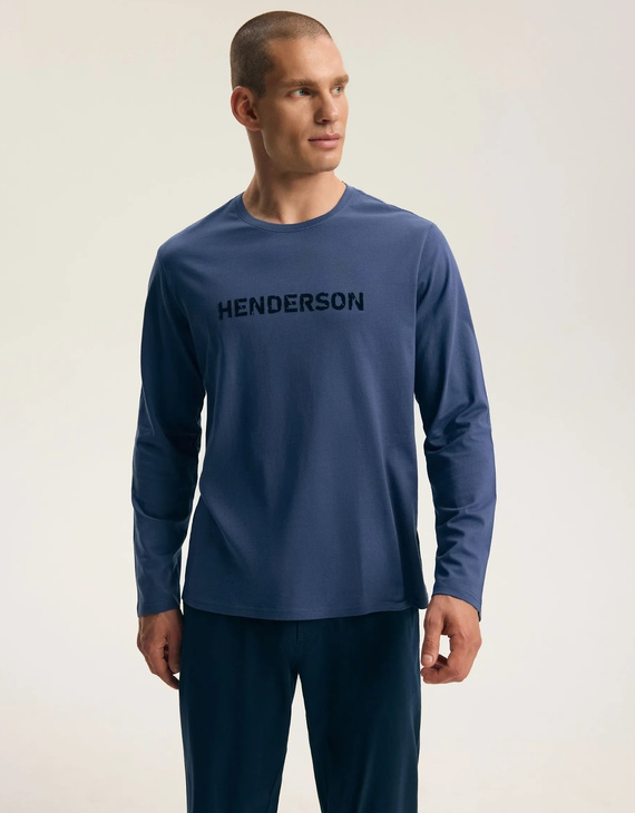 Henderson Flock 45491 pánska pyžama Steel Blue dlhá 100 % bavlna