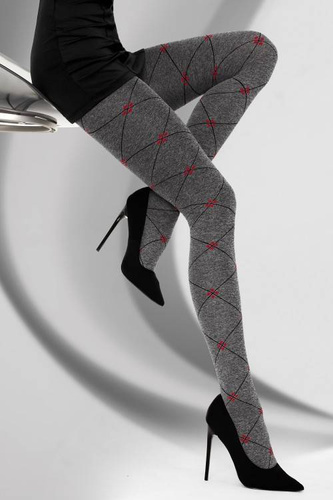 Lirana 40 den Melange/červené pančuchy LivCo Corsetti
