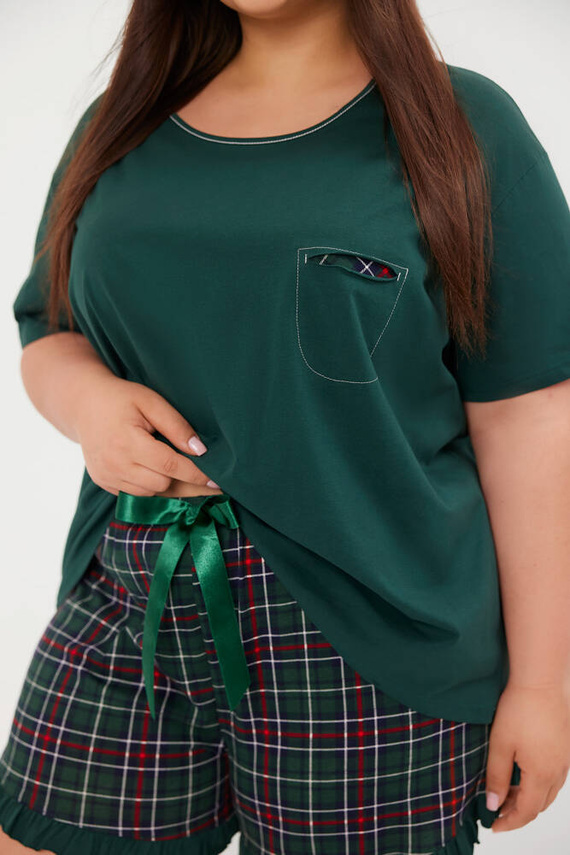 Foggia Dámske pyžamo s krátkym rukávom, šortky Italian Fashion - zelená/potlač