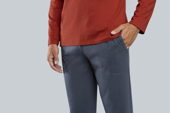 Lion Pánske pyžamo s dlhým rukávom, nohavice Italian Fashion - červená/grafitová