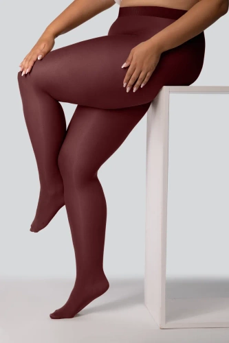 Elizabeth Pančuchy Queen Size 70 den červené víno - hladké, matné, farebné, pohodlné