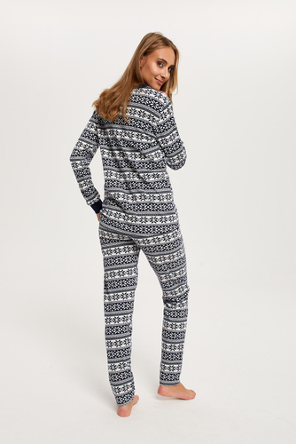 Alaska Dámske pyžamo s dlhým rukávom a dlhými nohavicami Italian Fashion - potlač/zelená