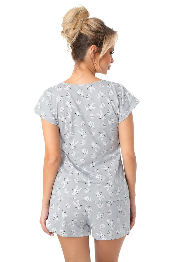 Dámske pyžamo Bunny Short Donna sivé - bavlnené, s krátkym rukávom, pohodlné