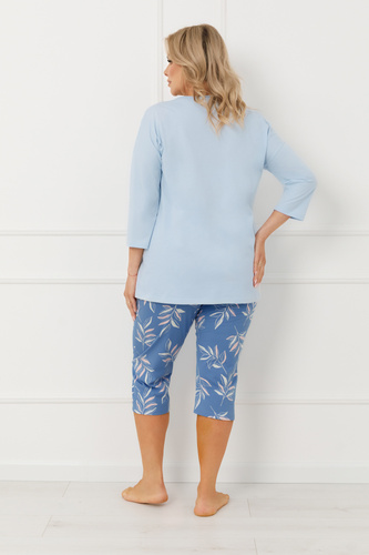 Dámske pyžamo Erula Italian Fashion cotton jersey 3/4 plus size - modré