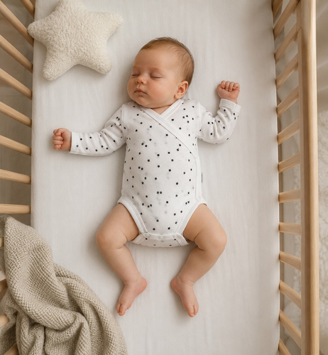 Mamatti BD16226 zavinovacie body pre bábätká s dlhým rukávom, vzor hviezdičky