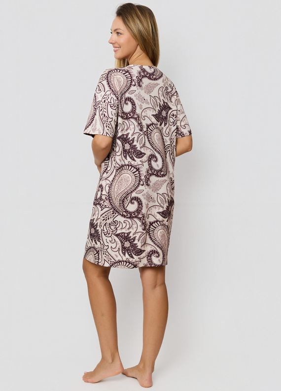 Nočná košeľa Mefemi Iris KB60 - hnedá, bavlna, orientálny vzor