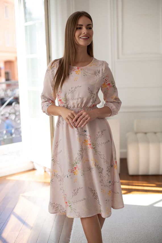 Tehotenské šaty na dojčenie Milk&Love Lovely Dress Midi s 3/4 rukávom farebné vetvičky