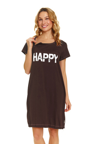 9504 Doctor Nap - Nočná košeľa pre tehotné a dojčiace ženy z bavlny - komfort a pohodlie pre budúce mamičky - hnedá