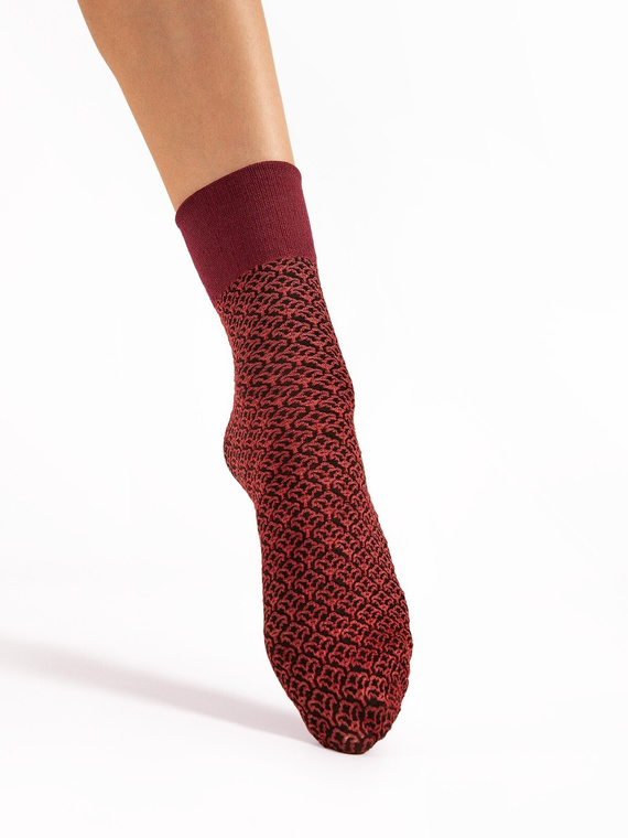 Ponožky Fiore G 1179 Reina 40 den červené - vzorované, mikrovlákno