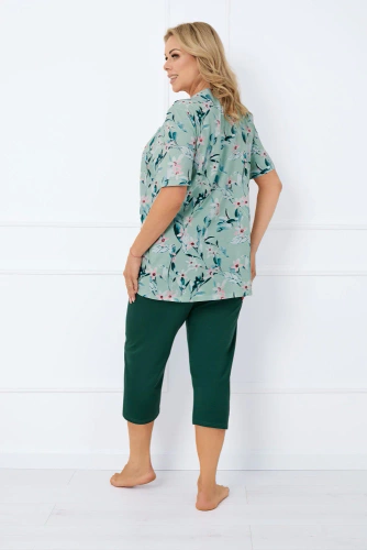 Alwea Dámske pyžamo s krátkym rukávom a 3/4 nohavicami Italian Fashion - zelené