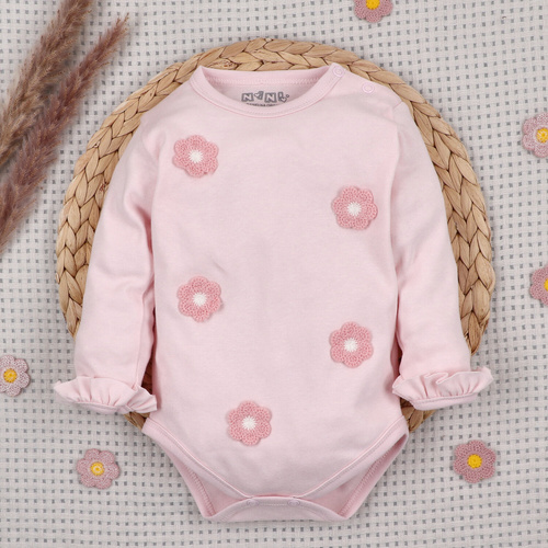 NINI LITTLE FLOWERS detské body z organickej bavlny s výšivkou kvetov ABN-5762/JRO