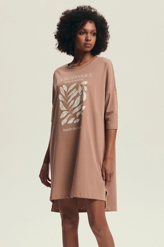 43692 Dextra Dámske bavlnené tričko Henderson peach, 3/4 rukáv, potlač