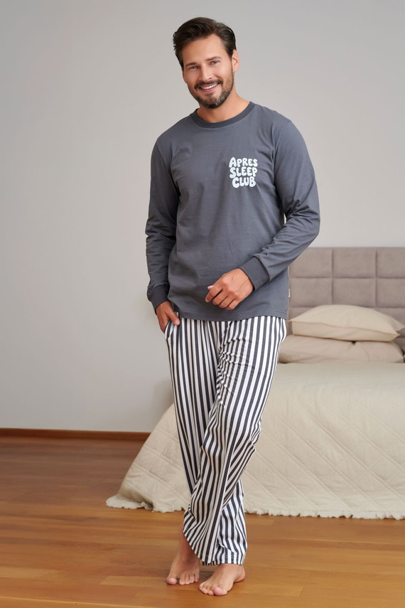 Doctor Nap 7524 Apres Sleep pánska pyžama grafitová 100 % bavlna dlhá