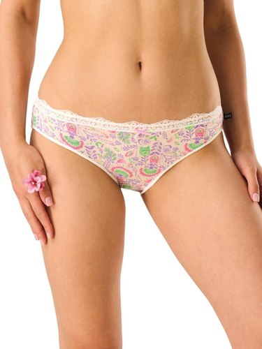 LPR 460 Key bielo-ružové bikiny - Vzorovaná viskóza, mini bikiny, elastická čipka, 2 kusy