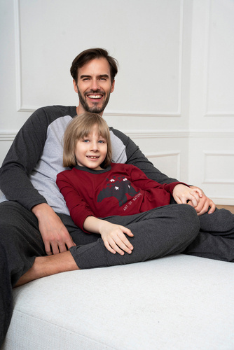 Chlapčenské pyžamo Morten Italian Fashion burgundy/c.melange