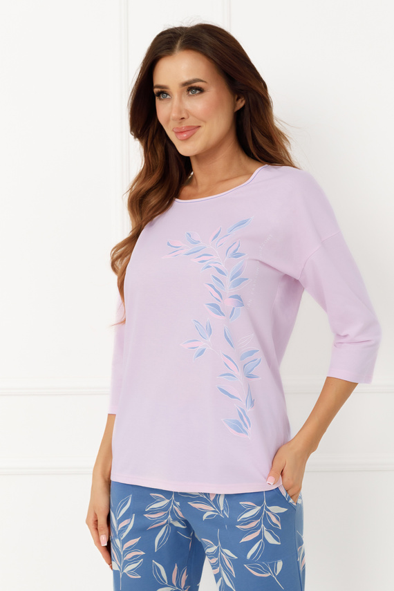 Dámske pyžamo Erula Italian Fashion cotton jersey 3/4 plus size pink