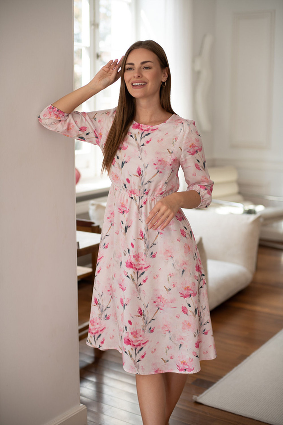 Milk&Love Lovely Dress Midi – tehotenské šaty na dojčenie s ružovými kvetmi