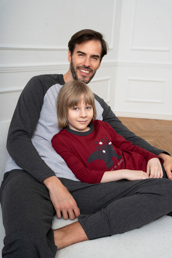 Chlapčenské pyžamo Morten Italian Fashion burgundy/c.melange