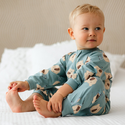 Beary Cool Eevi dojčenský župan - šalvia, bavlna, bez nožičiek, zips