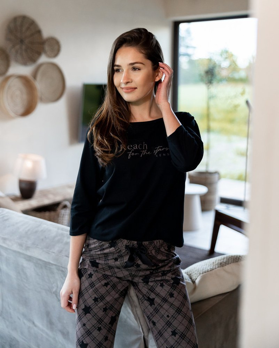 Sensis Reach For The Stars Dámske pyžamo - čierno-hnedé