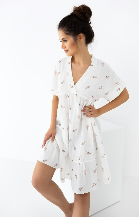 Nočná mušelínová košeľa Nastia Sensis - ecru