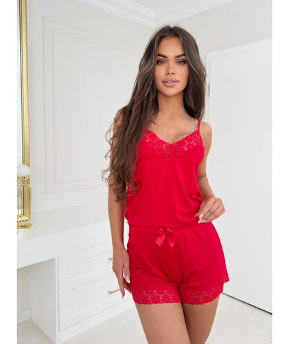 Dámske pyžamo Niki Donna červené - viskóza, bez ramienok, ľahké a ženské