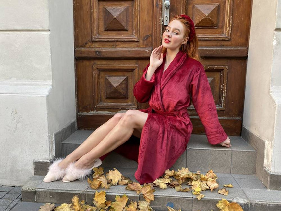 628 Abigail Dlhý dámsky župan Forex - bordový