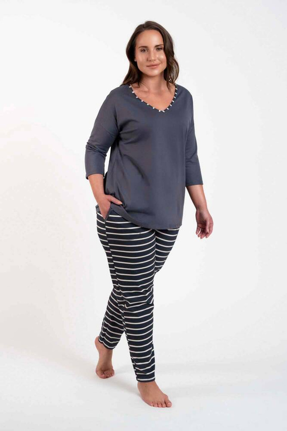 Betty Dámske pyžamo 3/4 rukáv, dlhé nohavice Italian Fashion - grafitová/grafitová potlač