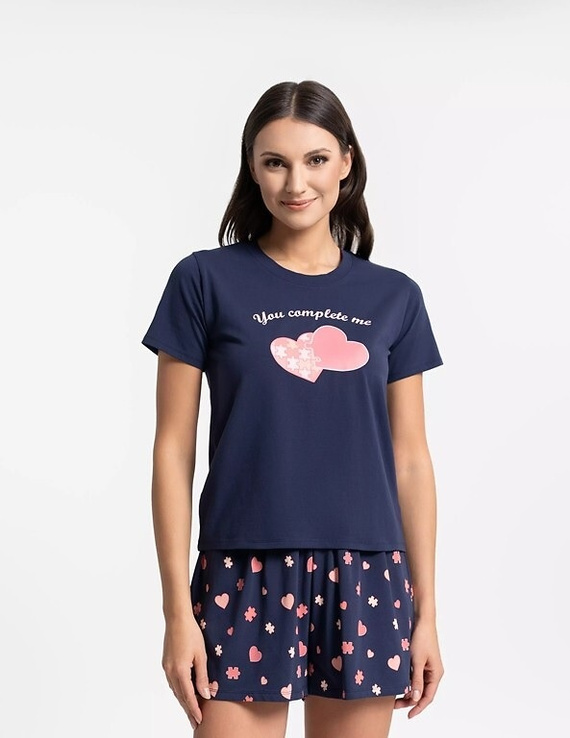 Dámske pyžamo Moraj PDD3900-020 tmavomodrá bavlna, krátky rukáv, krátke šortky