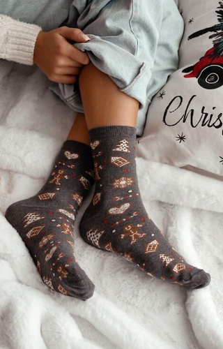 1283-038 Dámske ponožky Gingerbread Milena dark melange - slávnostné, farebné, bavlnené