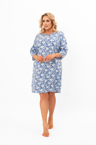 Dámska nočná košeľa Bisali - bavlna, ¾ rukáv, kvetinový vzor Italian Fashion