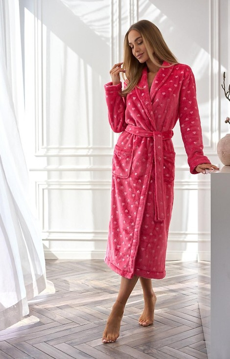 2552 Cora Dámsky dlhý župan L&L malinová - elegancia a pohodlie v jednom