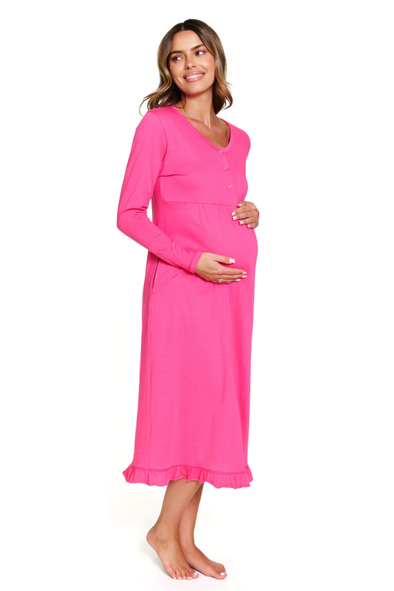 7318 Doctor Nap - Nočná košeľa pre tehotné a dojčiace ženy z bavlny | Poľská výroba - pivonka