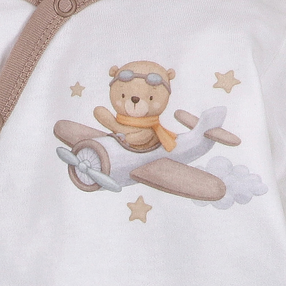 ABN-5502 Sky Journey Nini ecru obálkové body | Organická bavlna pre novorodencov