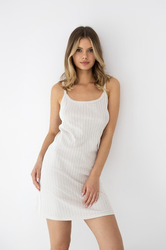 Nočná košeľa Sensis Jaylani béžová – bavlnená mini košieľka na ramienka