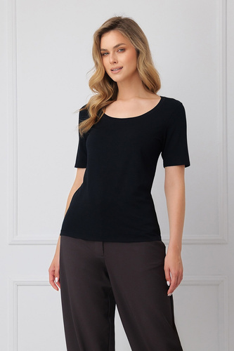 Dámska blúzka Italian Fashion Liza 93 % bambus, krátky rukáv, elastická - čierna