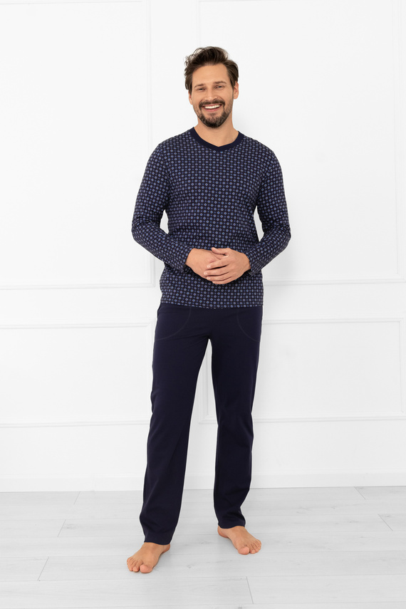 Pánske pyžamo Gerard Italian Fashion - bavlnené, s dlhým rukávom a nohavicami