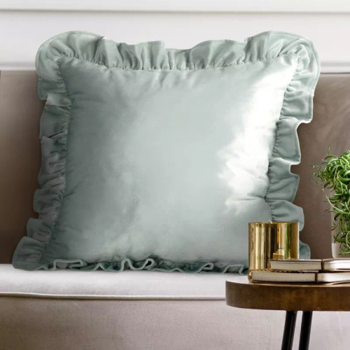 Obliečka Brenda 45x45 šalviová zamat s volánom sage