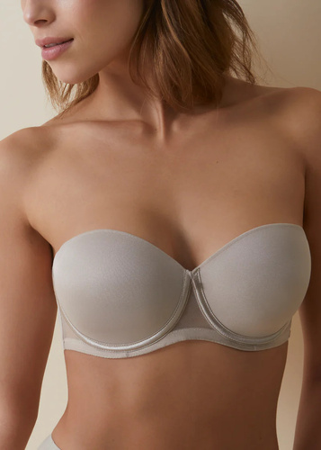 Esmeralda Samodržiaca podprsenka Bardot Selene Beige - Podprsenka bez ramienok, silikónová podpora