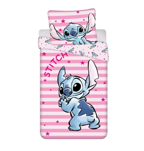 Bavlnené obliečky Lilo i Stitch JF24 140x200 ružové s hviezdami 100% bavlna