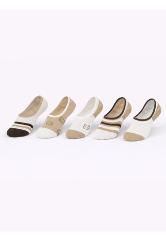 Dámske balerínové ponožky Noviti ST092 – bavlnené stopky so silikónom ecru C