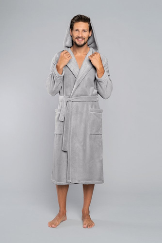 Mimas Pánsky župan s kapucňou Italian Fashion - sivý