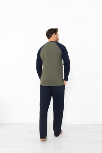 Alexander Pánske pyžamo Italian Fashion olive - bavlna, dlhé. rukávy a nohavice