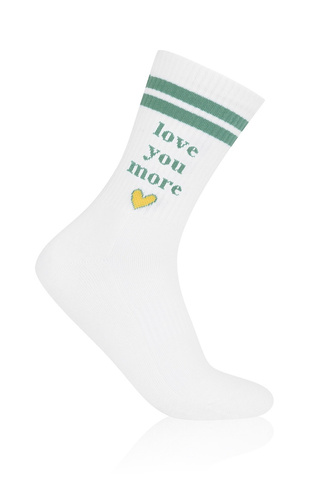 Dlhé ponožky Italian Fashion S199D Love You More polofroté biele