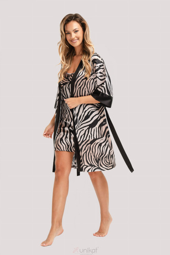 Saténový župan Braga Unikat - zebra, elegantný, s opaskom
