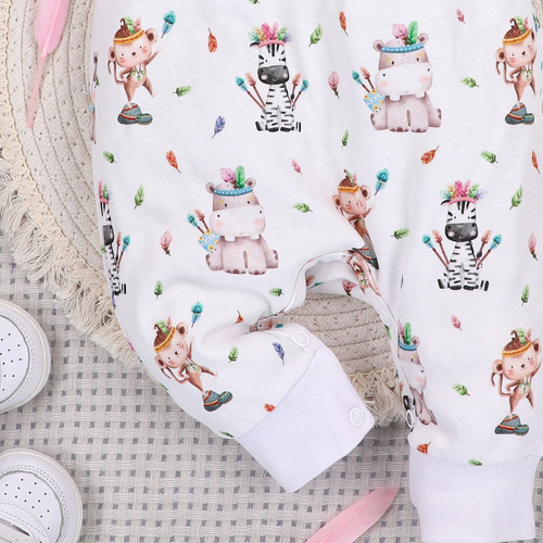 ABN-5537 Nini Happy Animals detské dupačky z organickej bavlny - bezniklové patentky, hypoalergénne, poľská výroba