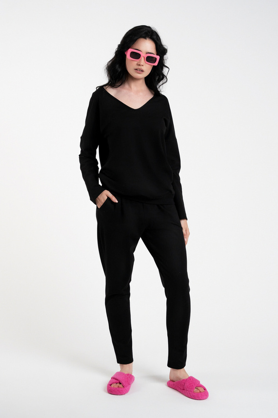 Karina Dámsky set s dlhým rukávom, nohavice Italian Fashion - čierna