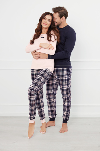 Brit Pyžamo Pánske dlhé nohavice s dlhým rukávom Talianska móda - námornícka modrá/potlač