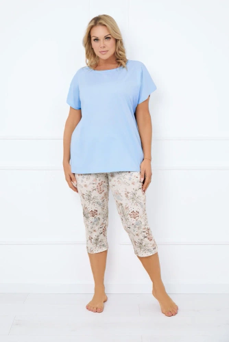 Dámske pyžamo Solita s krátkym rukávom a 3/4 nohavicami Italian Fashion - modré